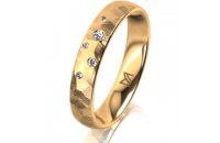 Ring 14 Karat Gelbgold 4.0 mm diamantmatt 5 Brillanten G...