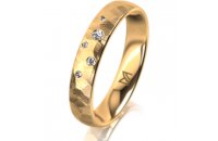 Ring 18 Karat Gelbgold 4.0 mm diamantmatt 5 Brillanten G...