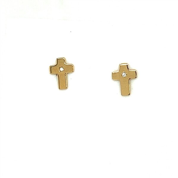 Ohrschmuck 18 Karat Gelbgold Kreuz  Brillanten 0,006ct G si