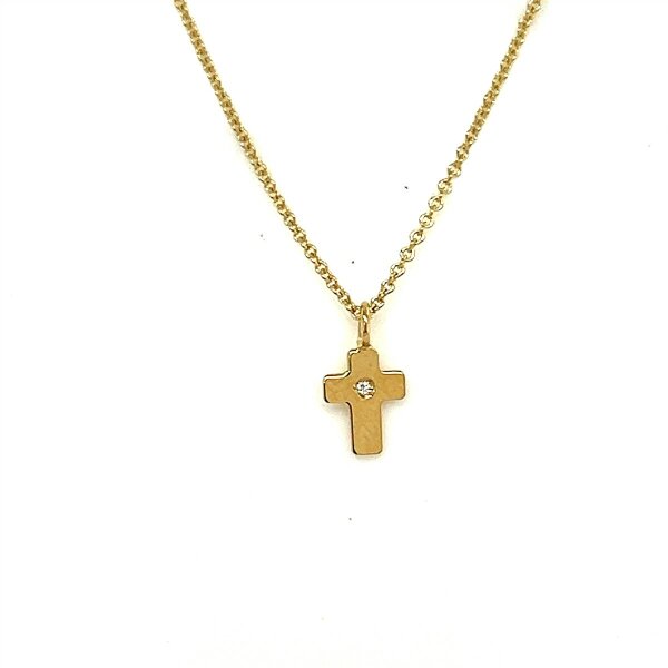 Halsschmuck 18 Karat Gelbgold Kreuz Brillant 0,003ct