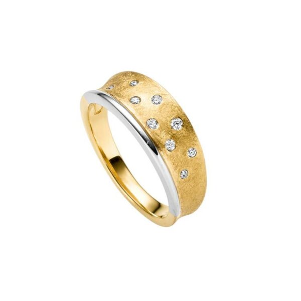 Ring 925 Silber gelbvergoldet 9 Zirkonia