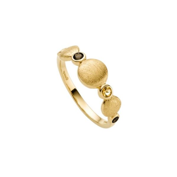 Ring 925 Silber gelbvergoldet Citrine Rauchquarze