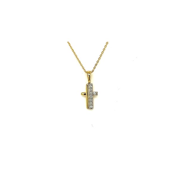 Anh&auml;nger 14 Karat Gelbgold Kreuz m. Zirkonia