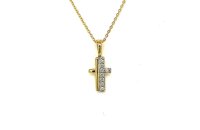 Anh&auml;nger 14 Karat Gelbgold Kreuz m. Zirkonia