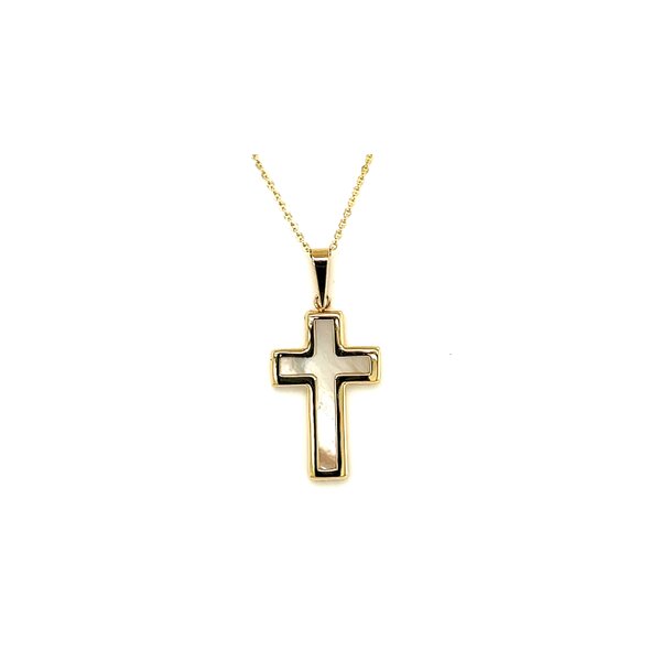 Anh&auml;nger 14 Karat Gelbgold Kreuz Perlmutt