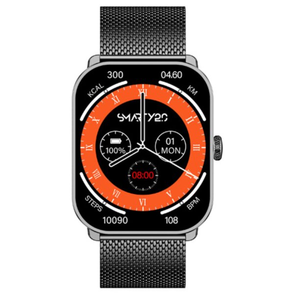 Smartwatch mit Edelstahl Armband schwarz