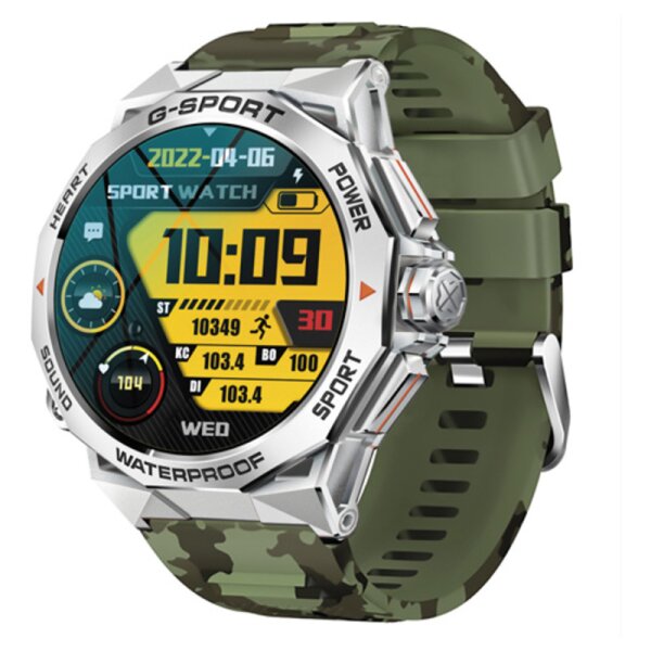 Smartwatch mit Slikon Armband Camouflage