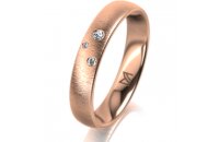 Ring 14 Karat Rotgold 4.0 mm sandmatt 3 Brillanten G vs...