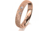 Ring 14 Karat Rotgold 4.0 mm kristallmatt 3 Brillanten G...