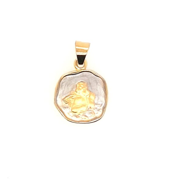 Anh&auml;nger 14 Karat Gelb / Weissgold Schutzengel