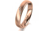 Ring 14 Karat Rotgold 4.0 mm sandmatt 4 Brillanten G vs...