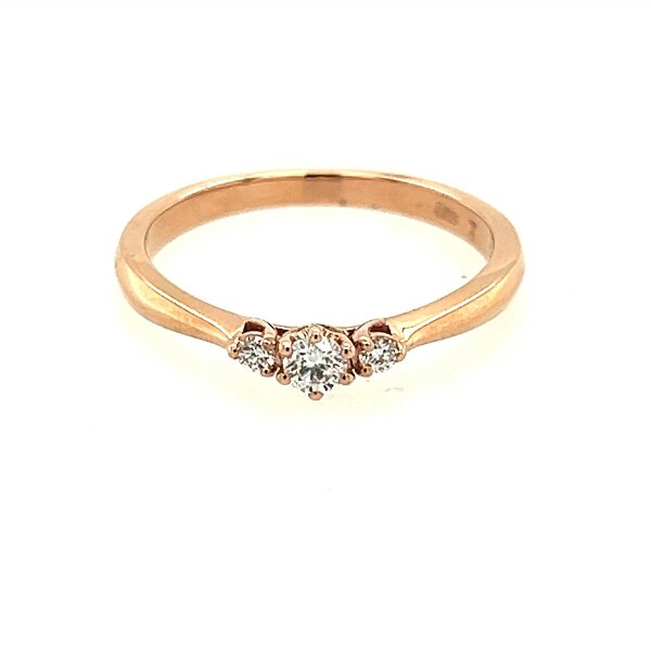 Ring 14 Karat Rotgold 3 Brillanten 0,145ct tw si