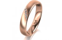 Ring 18 Karat Rotgold 4.0 mm l&auml;ngsmatt 4 Brillanten...