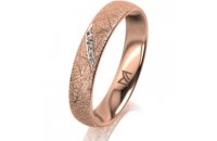Ring 18 Karat Rotgold 4.0 mm kristallmatt 4 Brillanten G...