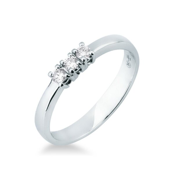 Ring 18 Karat Weissgold 3 Brillanten gesamt 0,14ct