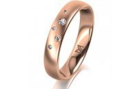 Ring 18 Karat Rotgold 4.0 mm l&auml;ngsmatt 5 Brillanten...