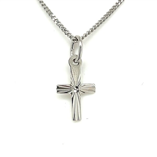 Anh&auml;nger 14 Karat Weissgold Kreuz