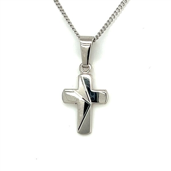 Anh&auml;nger 14 Karat Weissgold Kreuz