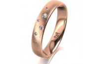 Ring 18 Karat Rotgold 4.0 mm sandmatt 5 Brillanten G vs...