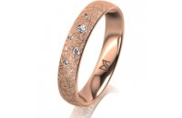 Ring 18 Karat Rotgold 4.0 mm kristallmatt 5 Brillanten G...
