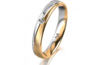 Ring 18 Karat Gelb-/Weissgold 3.5 mm sandmatt 1 Brillant...