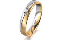 Ring 14 Karat Gelb-/Weissgold 4.0 mm sandmatt 1 Brillant...