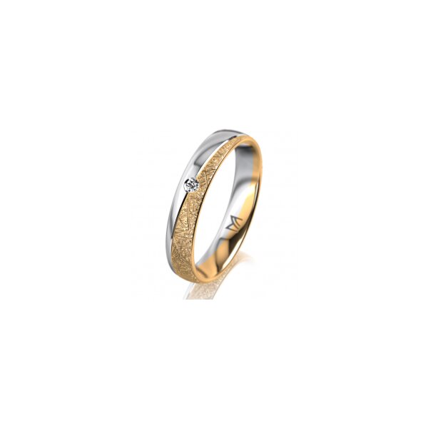 Ring 14 Karat Gelb-/Weissgold 4.0 mm kristallmatt 1 Brillant G vs 0,025ct