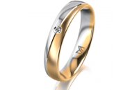 Ring 18 Karat Gelb-/Weissgold 4.0 mm l&auml;ngsmatt 1...
