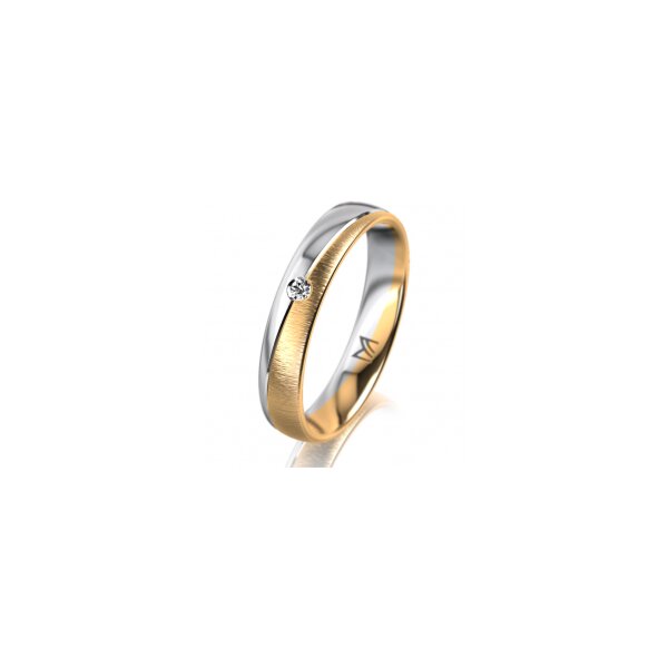 Ring 18 Karat Gelb-/Weissgold 4.0 mm sandmatt 1 Brillant G vs 0,025ct