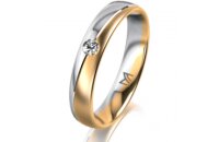 Ring 14 Karat Gelb-/Weissgold 4.0 mm l&auml;ngsmatt 1...
