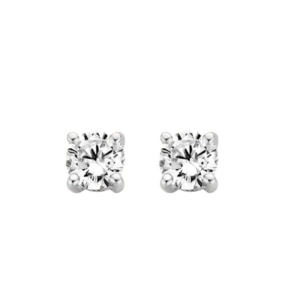 Ohrschmuck 14 Karat Weissgold Zirkonia