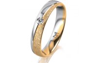 Ring 14 Karat Gelb-/Weissgold 4.0 mm kreismatt 1 Brillant...