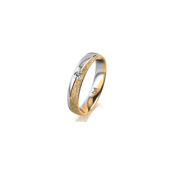 Ring 14 Karat Gelb-/Weissgold 4.0 mm kristallmatt 1 Brillant G vs 0,050ct