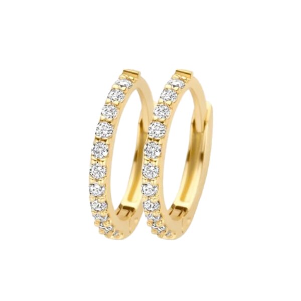 Ohrschmuck 14 Karat Gelbgold Zirkonia Kreolen
