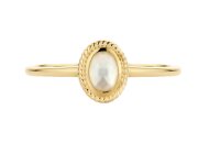 Ring 14 Karat Gelbgold Perlmutt, Bergkristall