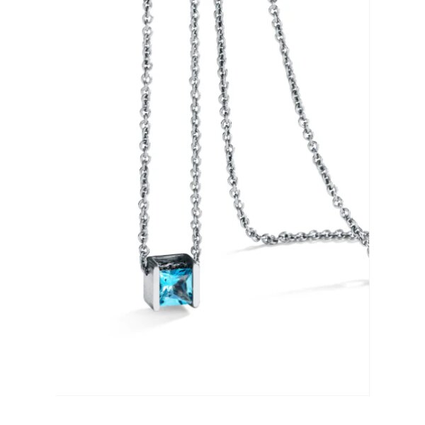Halsschmuck Edelstahl 5 x Topas blau