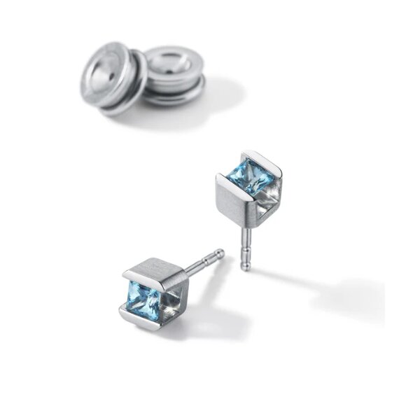 Ohrschmuck Edelstahl Topas blau