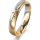 Ring 14 Karat Gelb-/Weissgold 4.0 mm längsmatt 5 Brillanten G vs Gesamt 0,035ct