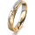 Ring 14 Karat Gelb-/Weissgold 4.0 mm sandmatt 5 Brillanten G vs Gesamt 0,035ct