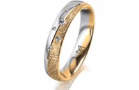 Ring 14 Karat Gelb-/Weissgold 4.0 mm kristallmatt 5...