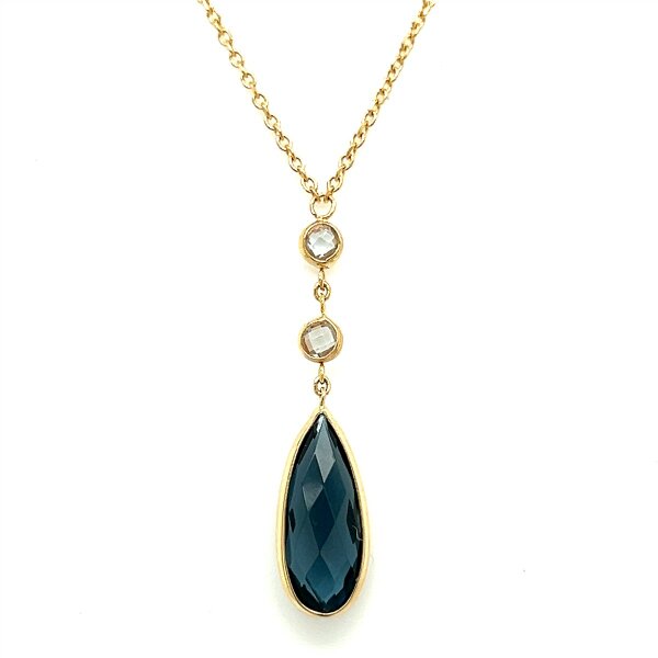 Halsschmuck 14 Karat Gelbgold mit Topas London blue