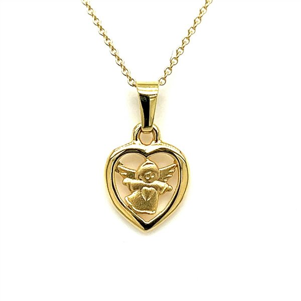 Anh&auml;nger 14 Karat Gelbgold Schutzengel Herz