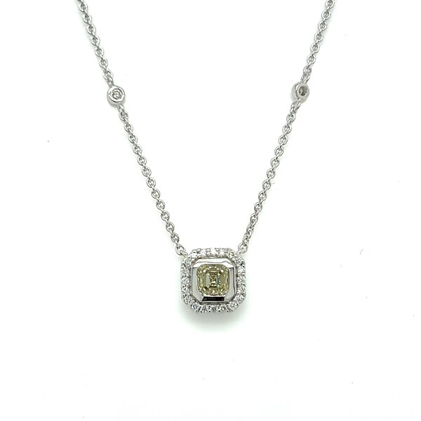 Halsschmuck 14 Karat Weissgold Brillant yellow 0,13 ct Brillanten weiss gesamt 0,36ct