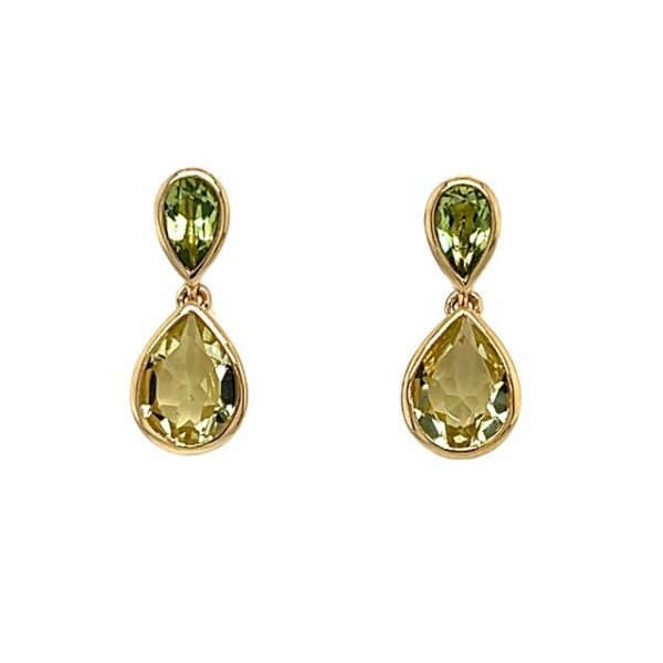 Ohrschmuck 14 Karat Gelbgold Lemon Quarz Peridot
