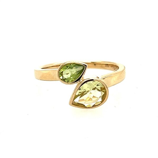 Ring 14 Karat Gelbgold Lemon Quarz Peridot