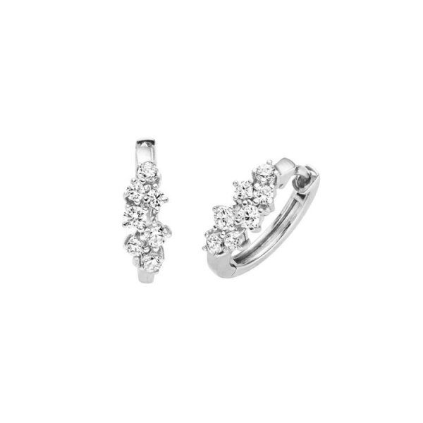 Ohrschmuck 925 Silber rhodiniert 14 Zirkonia Kreolen