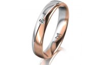 Ring 14 Karat Rot-/Weissgold 4.0 mm poliert 1 Brillant G...