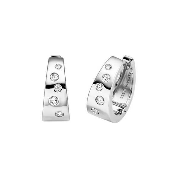 Ohrschmuck 925 Silber rhodiniert 10 Zirkonia Kreolen