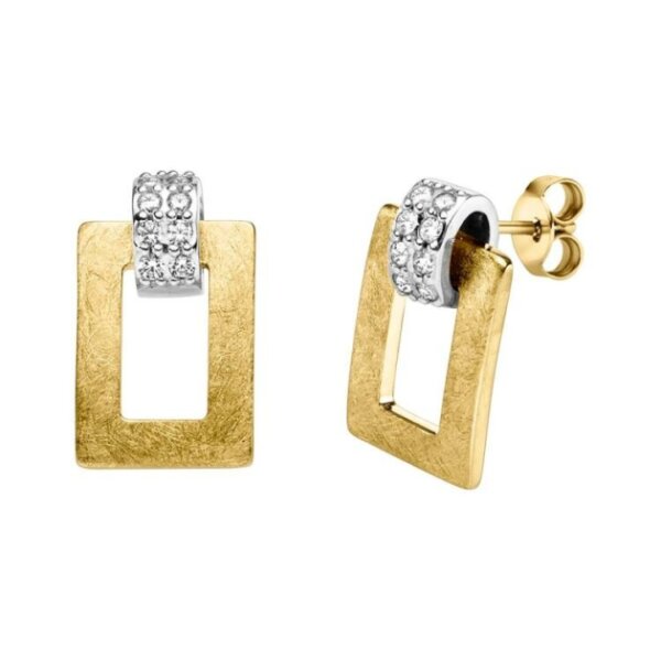Ohrschmuck 925 Silber rhodiniert gelbvergoldet 16 Zirkonia