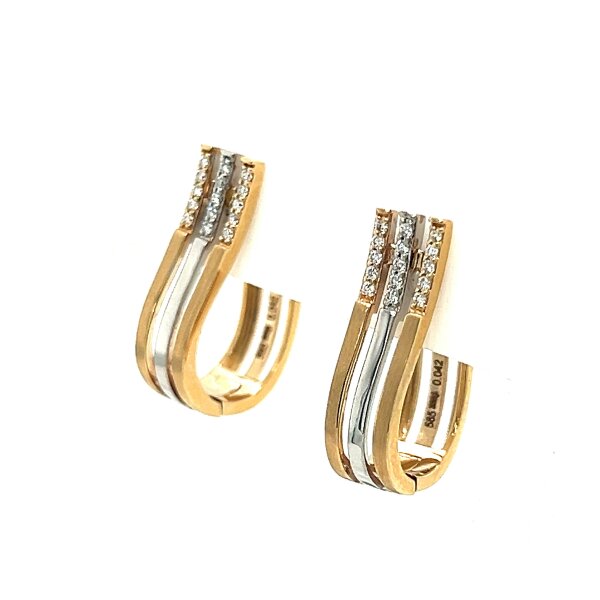Ohrschmuck 14 Karat Gelb/Weissgold Brillanten 0,08ct Kreolen